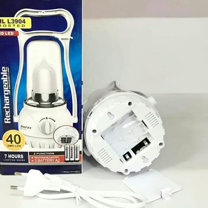 Lampu Cas Emergency Lamp Petromax Rechargeable Surya SHL 3904 Frosted SMD LED Darurat Bisa Baterai