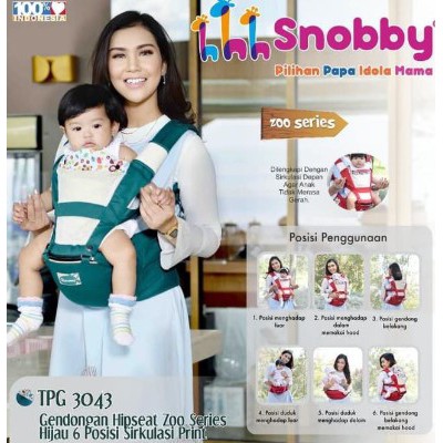 HIPSEAT SNOBBY TPG3043/3044 ZOO SERIES Gendongan Hip Seat Bayi depan