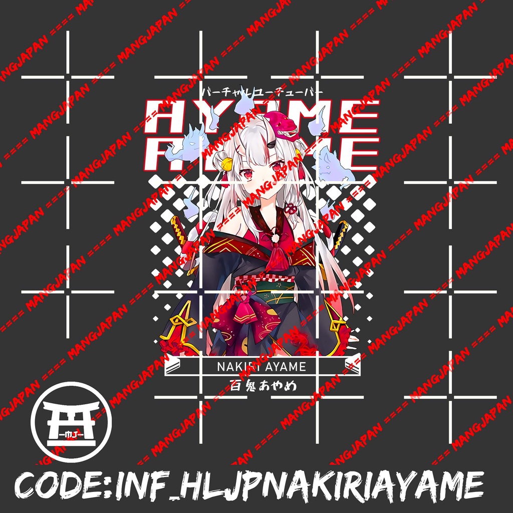 Kaos distro infinite anime vtuber NAKIRI AYAME - HOLOLIVE JP 100% combed 30s