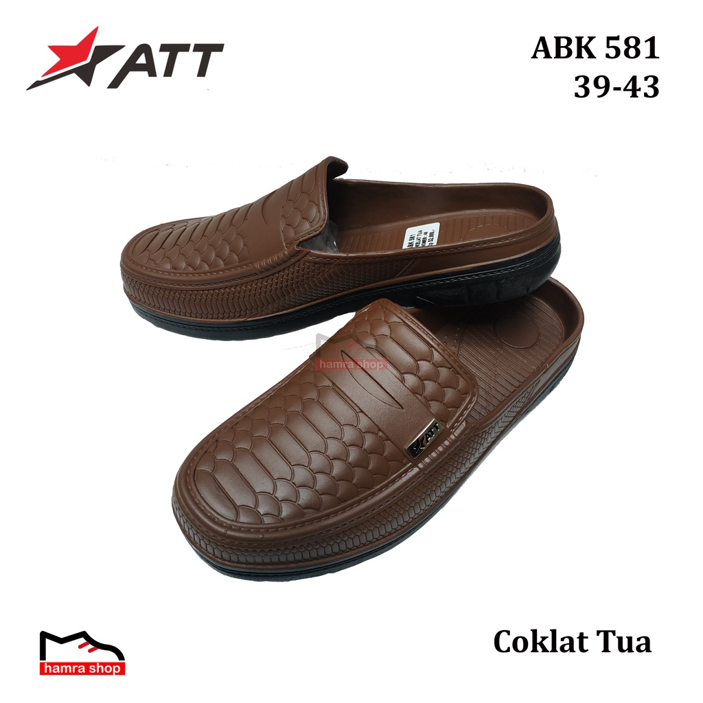 ATT ABK 581 Sepatu Sandal Slop Karet Pria Motif Kulit Ular