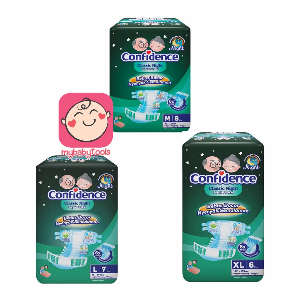 CONFIDENCE ADULT DIAPERS CLASSIC DAY NIGHT M8 L7 XL6 POPOK DEWASA
