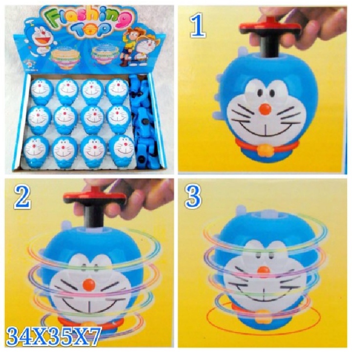 Mainan Anak Gangsing Doraemon /Gangsing Dengan Musik dan Laser