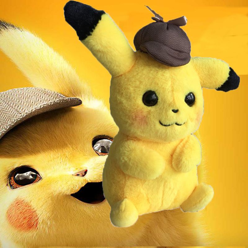 25cm New Movie Pokemon Pikachu Detective Toy Soft Plush Stuffed Figure Kids Gift Toys