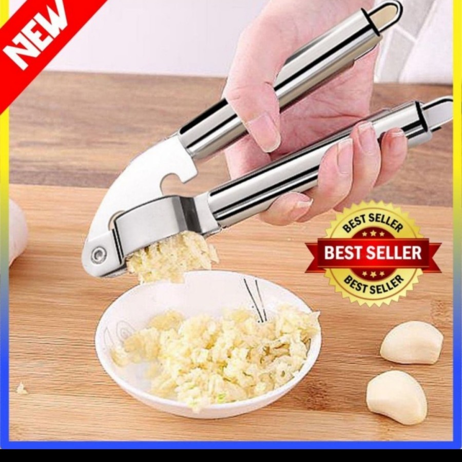 GARLIC PRESS PENGHANCUR BAWANG PUTIH STAINLESS MULTIFUNGSI gagang hijau