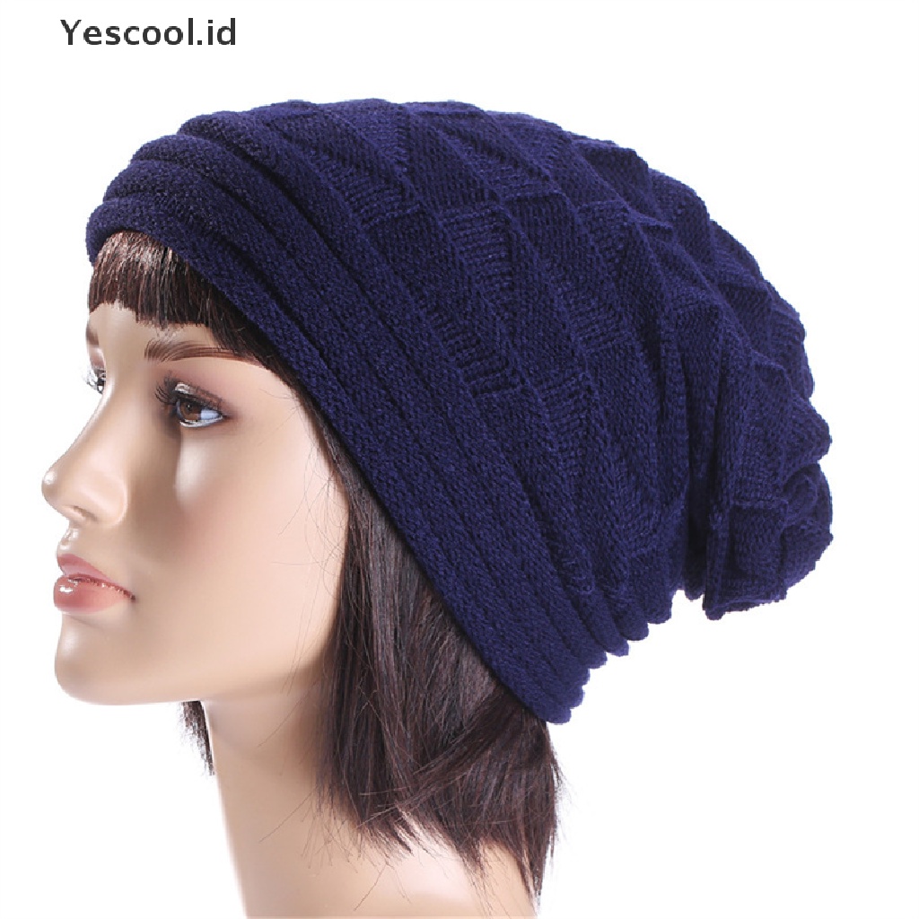 【Yescool】 Unisex Men Women Knit Baggy Beanie Oversize Cap Winter Wool Warm Cap .