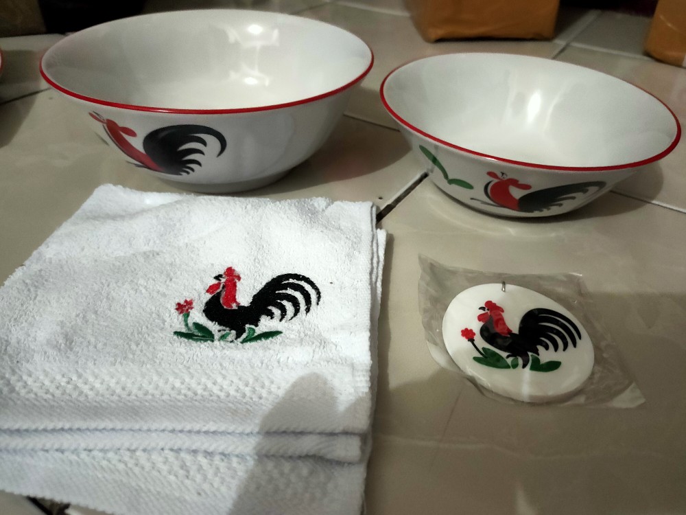 1 Pc Sapu Tangan Handuk Motif Catra Ayam Jago Ukuran 32 X 30cm