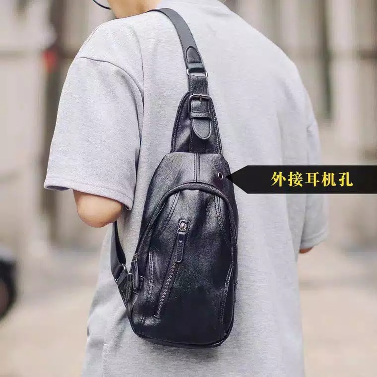 Tas Selempang Pria  - LT02 Bag Hitam Premium