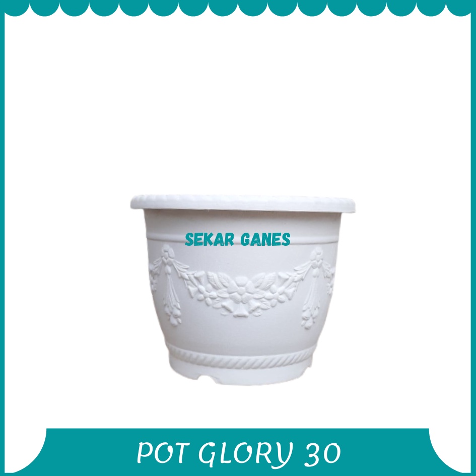 Pot Glory 30 Cm Putih Motif Pot 30 Plastik 30cm Glory Vas Pot Plastik Bunga Putih