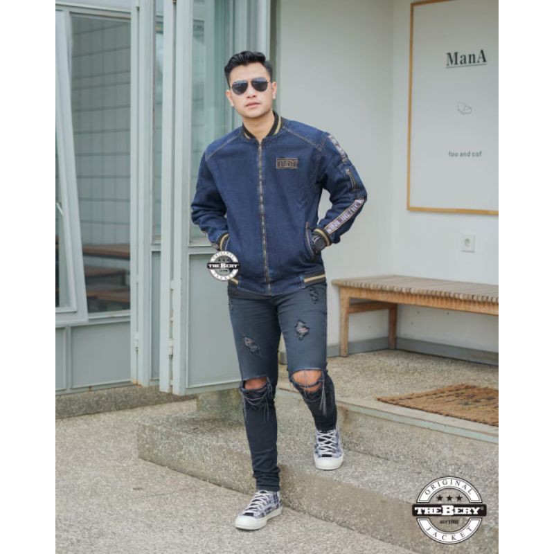 JAKET BOMBER THE BERRY TAPING CODE O1- JAKET JEANS PRIA - JAKET TAPING (BISA BAYAR DI TEMPAT)