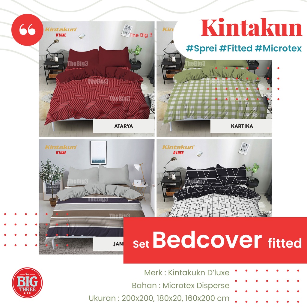 KINTAKUN Set Bedcover FLAT 180x200 / 160x200 motif Aini Litani Madana Damara Nuraga Amerta Wiyata Kartika Gista Candramawa Citra Rahajeng Gantari Harsana Indira Jenggala Kirana Kusuma Lavana Naraya Utari Nurmala Andari - King Size 180 160 BC FLAT TBT