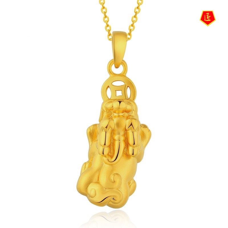 [Ready Stock]Gold Coin Brave Troops Necklace Lucky Pendant