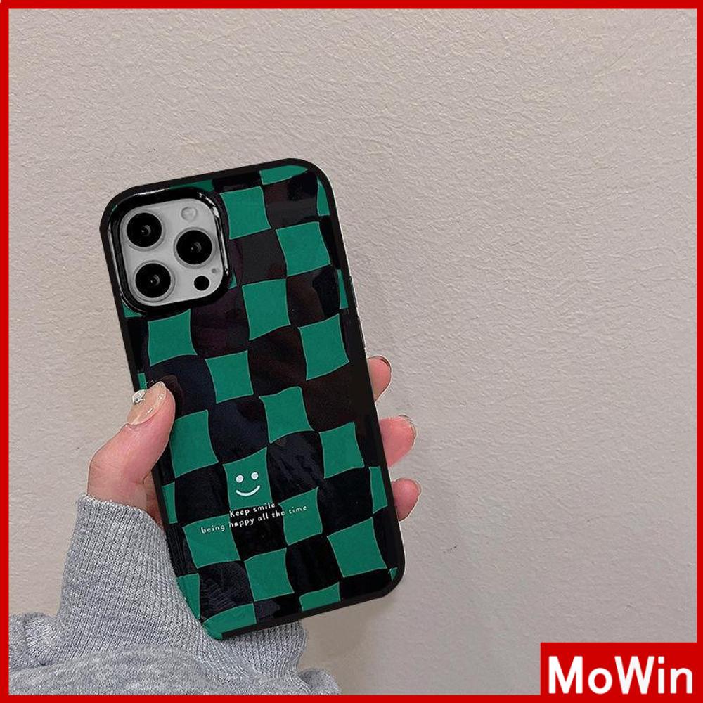 iPhone Case Silicone Soft Case TPU Candy Case Black Glossy Big Hole Camera Protection Shockproof Green Checkered For iPhone 13 Pro Max iPhone 12 Pro Max iPhone 11 Pro Max 7 Plus