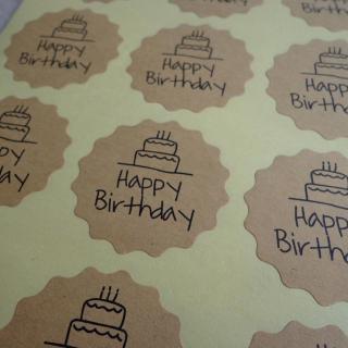 120pcs lot Stiker  Seal Kertas Bulat Tulisan  Happy  Birthday  