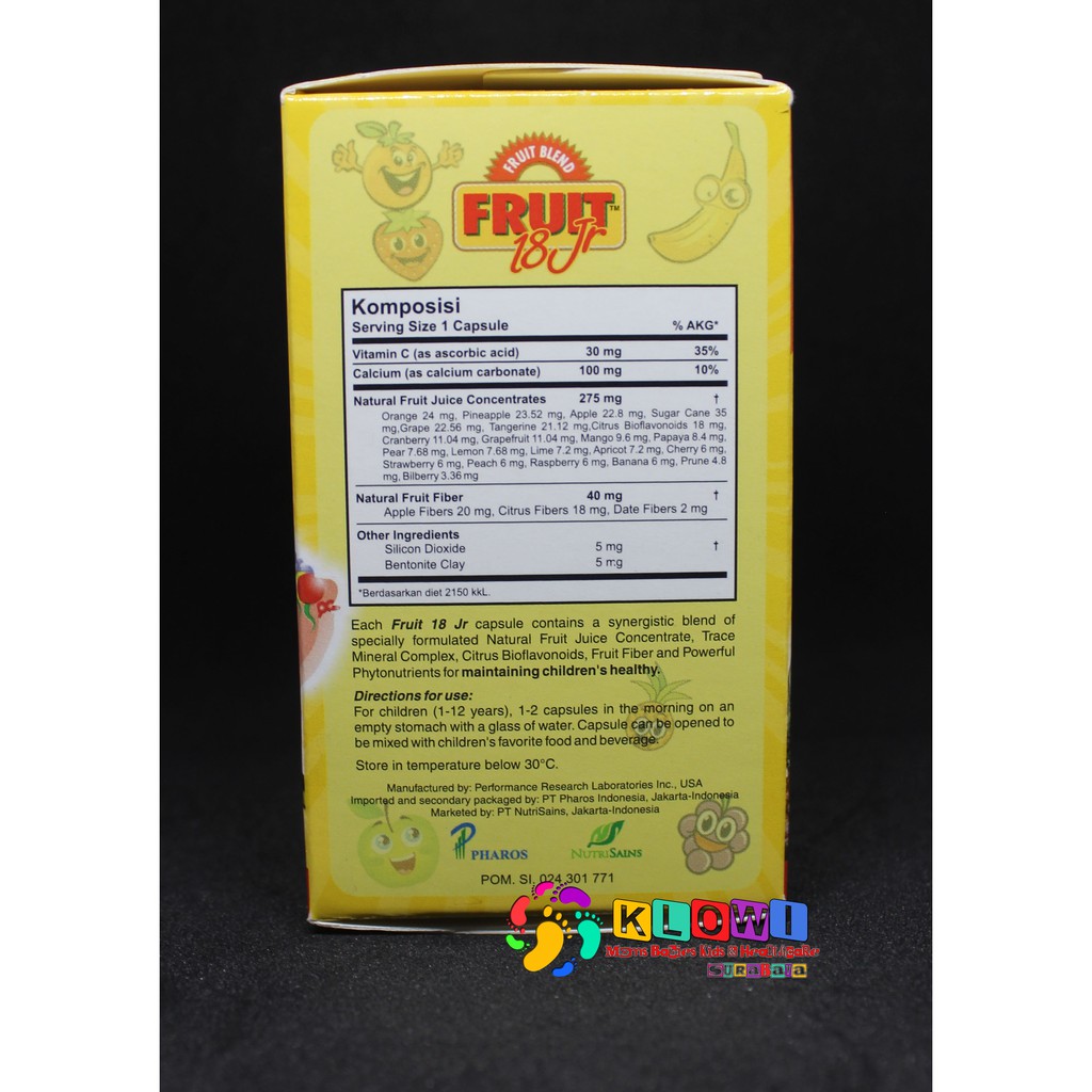 Fruit 18 Jr 30 Kapsul /Suplemen Anak / Vitamin Anak / Daya Tahan Tubuh Anak / Original