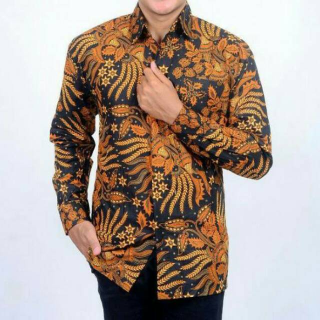  BATIK  MODERN ORIGINAL KEMEJA BATIK  MOTIF  MANGGAR LENGAN 