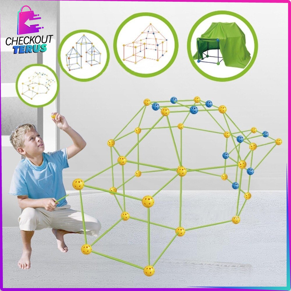 CT M200 Mainan Anak Magic Straw Mainan Pipa Ajaib Building Block Mainan Anak Rumah Rumahan Tenda Bongkar Pasang