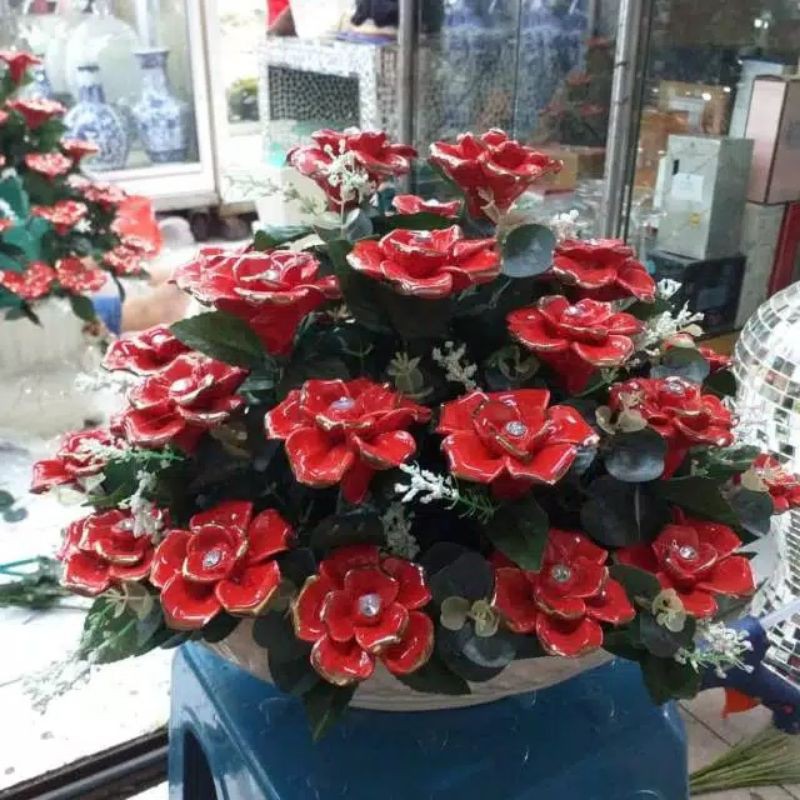 Bunga Keramik London Merah/ Bunga London