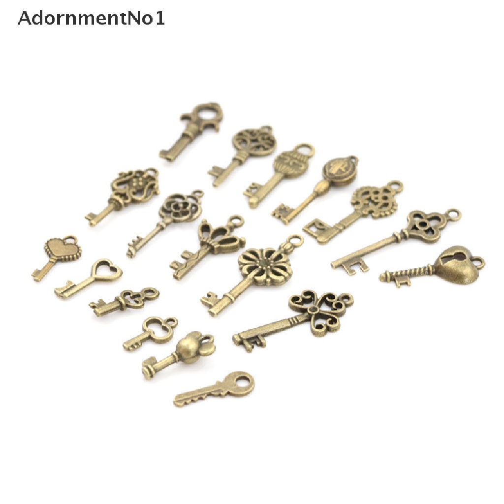 (AdornmentNo1) 18pcs / Set Liontin Bentuk Kunci Antik Vintage Warna Bronze Untuk Perhiasan DIY