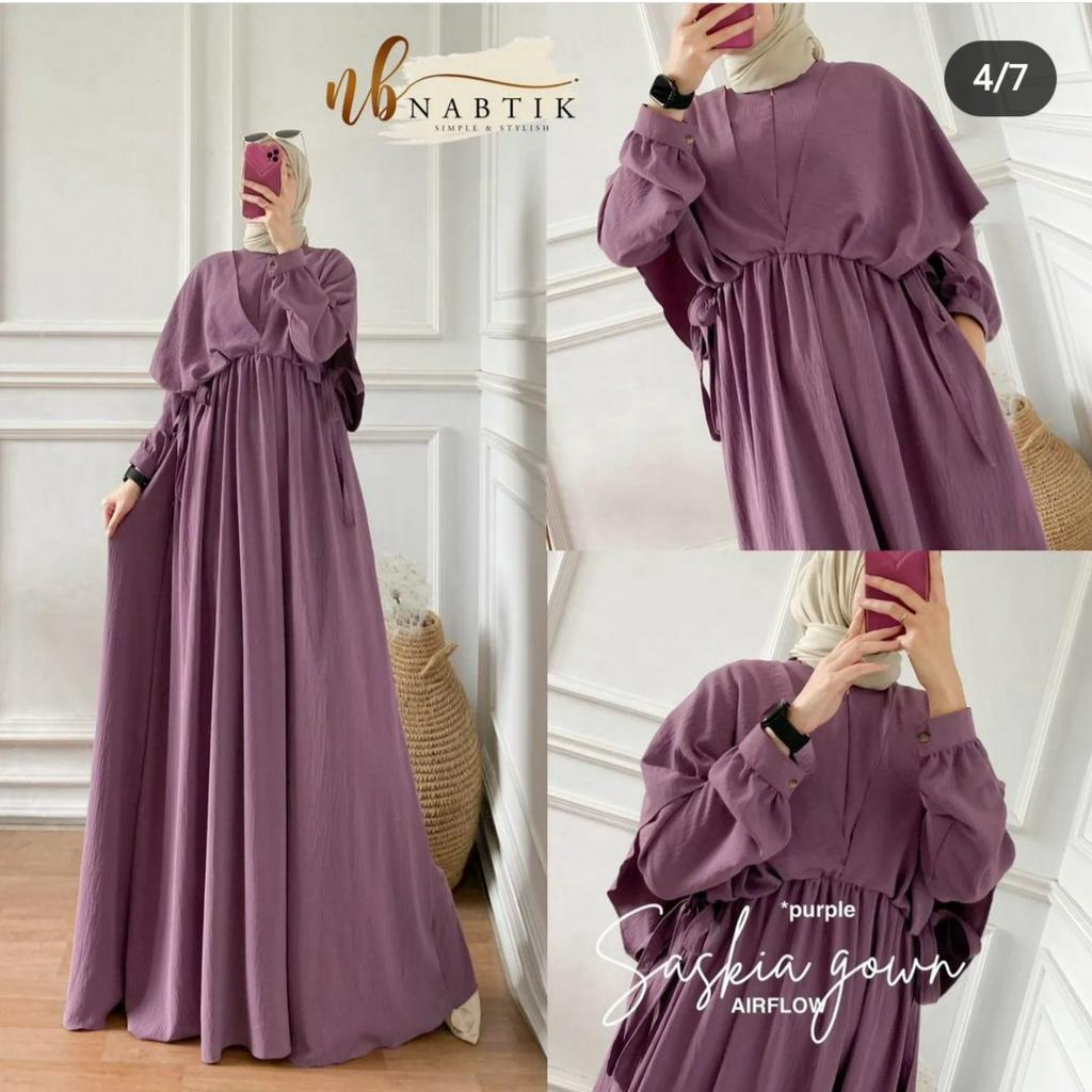 Ukuran 5L XXXL XXL XL L M S | Bahan Cey airflow crinkle premium | Saskia maxi big size