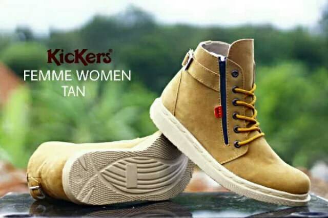 Sepatu Boots Cewe Kickers Femme Gaya Trendi