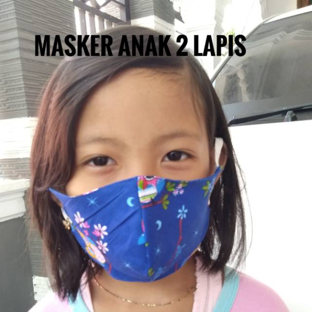 Masker kain anak 2  lapis motif lucu/masker 2 ply/maskerkain 2 ply