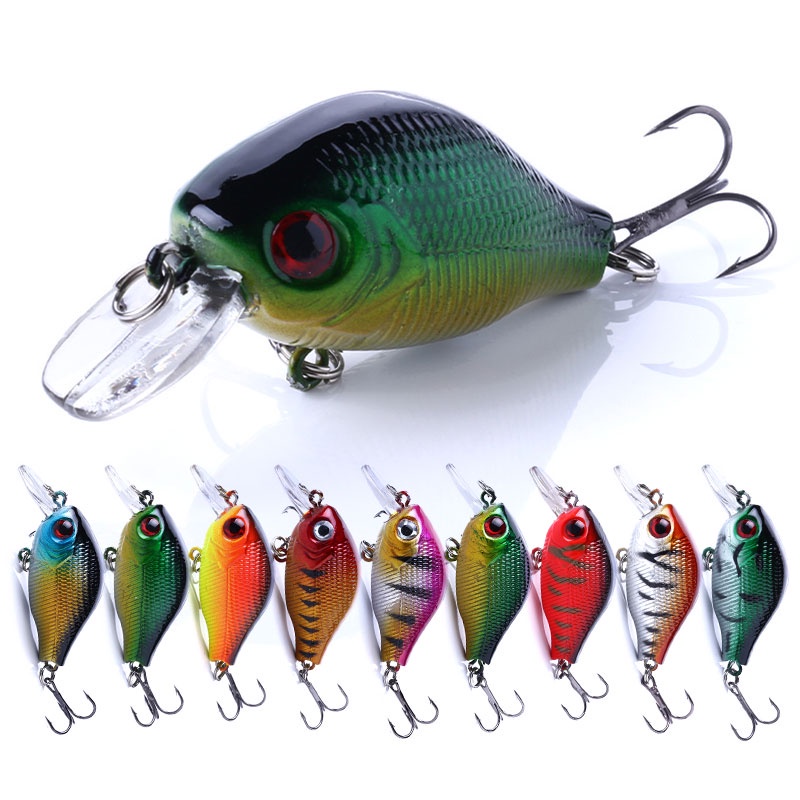 Hengjia 1pc Umpan Pancing Hardlure Tiruan Bentuk Ikan 5.5CM 8G Dengan Kail Treble 8# Umpan Pancing Crankbait Dengan Kail Treble