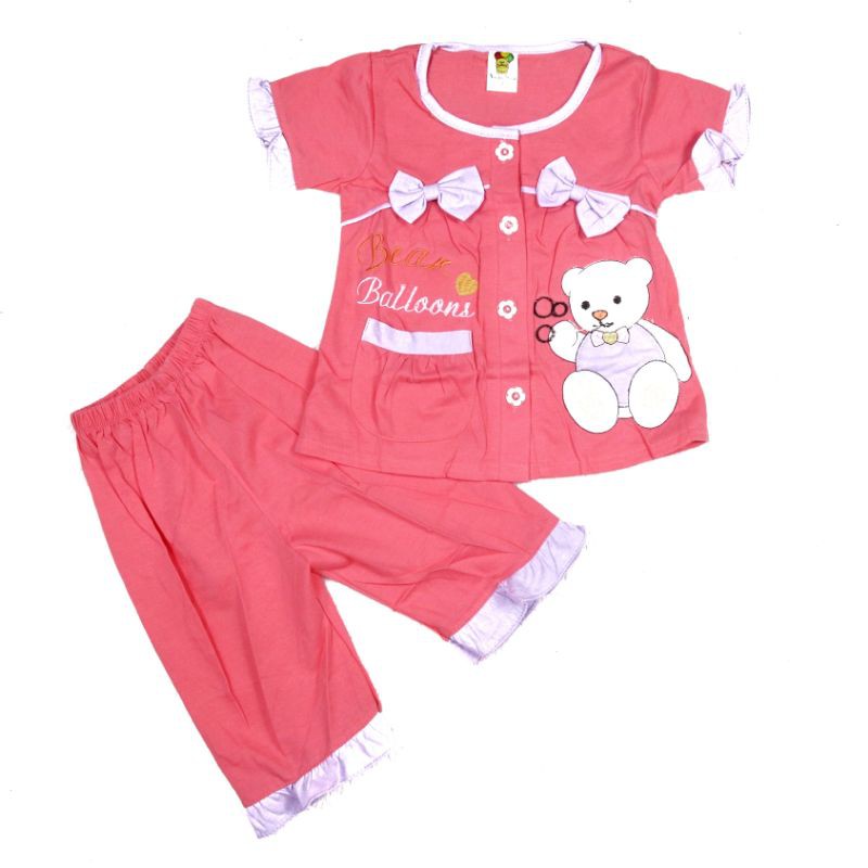 SETELAN BAJU TIDUR  ANAK PDK PEREMPUAN 2-10 TAHUN MOTIF RANDOM PIYAMA ANAK CELANA PENDEK LENGAN PENDEK