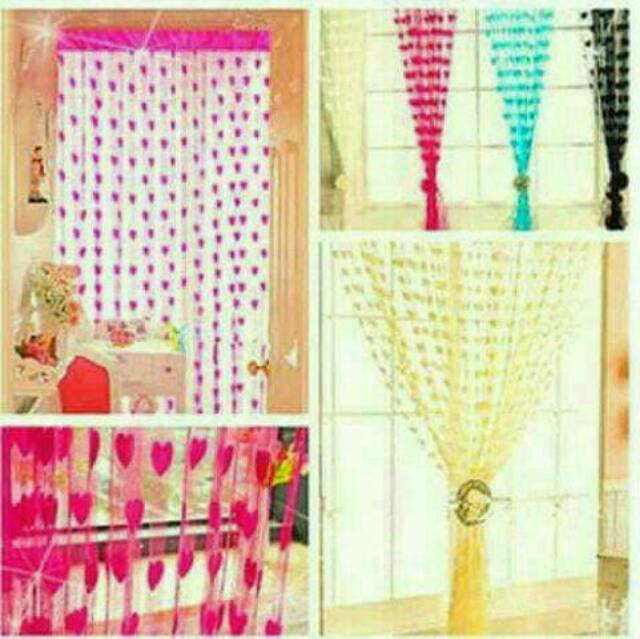 Tirai Benang Hati - Love Curtain Decoration - Dekorasi Kamar Jendela Sekat Ruangan Furniture Gorden