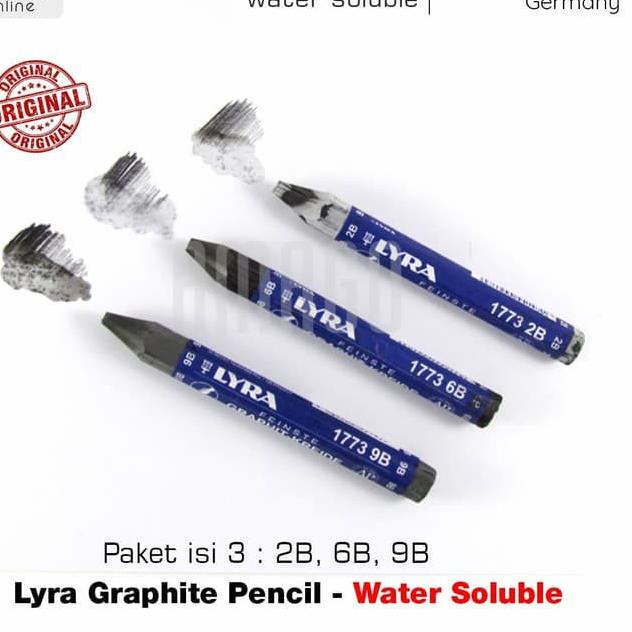 

[DISCOUNT ZQH71] LYRA WATERCOLOUR GRAPHITE PASTELS - WATER SOLUBLE (LARUT DI AIR) PAKET ISI 3 - 2B/6B/9B - L563010X Best Terlaris