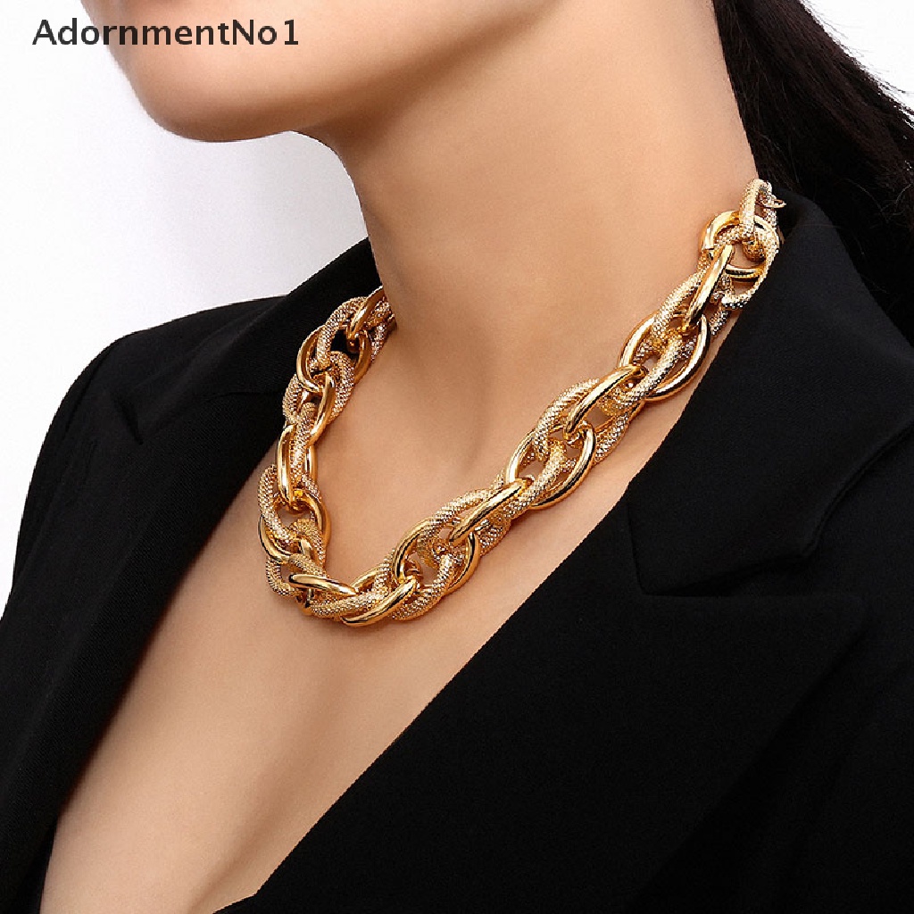 (AdornmentNo1) Kalung Choker Rantai Metal Tebal Gaya Punk Hip Hop Untuk Wanita