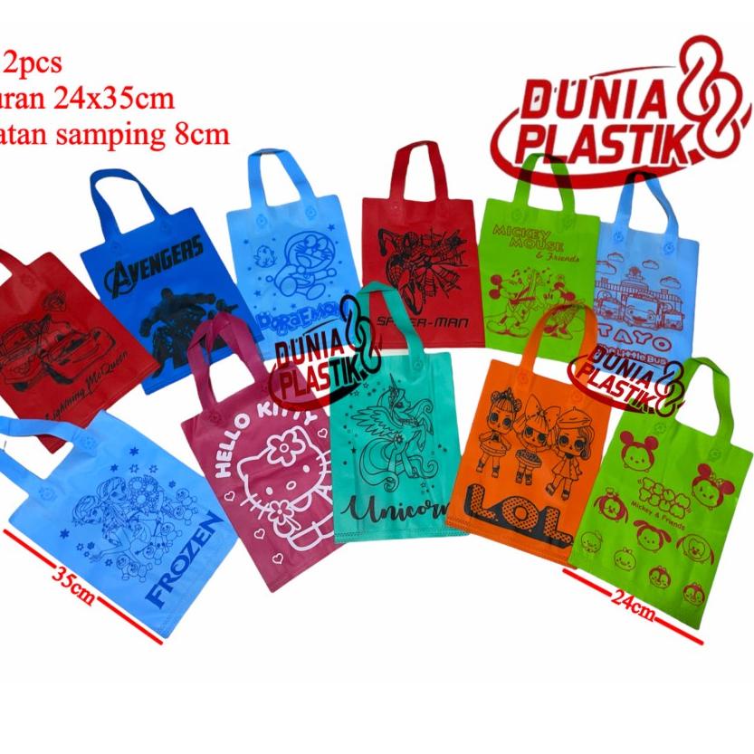 

Big Sale isi12pc TAS KAIN KARAKTER sablon acara party pesta ultah ulang tahun anak souvernir goodie bag kado spunbob gasset tas ramah lingkungan anak cowok cewek spidermen hellokiti unicorn frozen doraemon cars tayo lol tsumtsum !