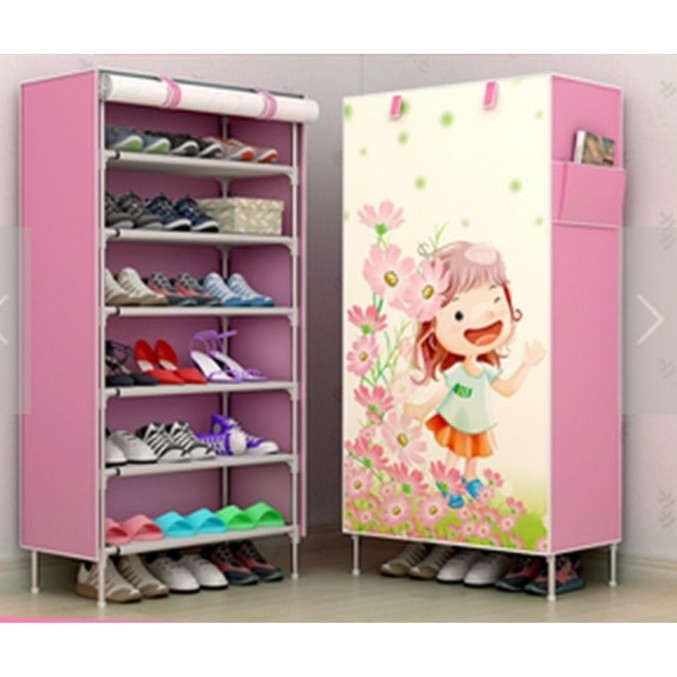 Rak Sepatu Kain 6 tingkat Lemari Sepatu Shoes Rak -TIDAK ADA KANTONG