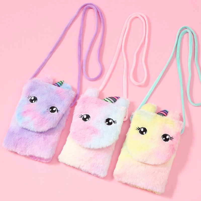 Tas HP Anak Sling Bag MINI Unicorn Bahan Plush Import