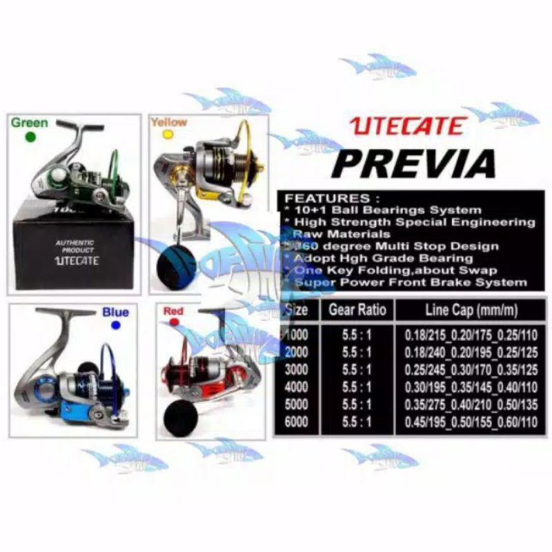 REEL UTECATE PREVIA 10+1ball bearing One way ORIGINAL