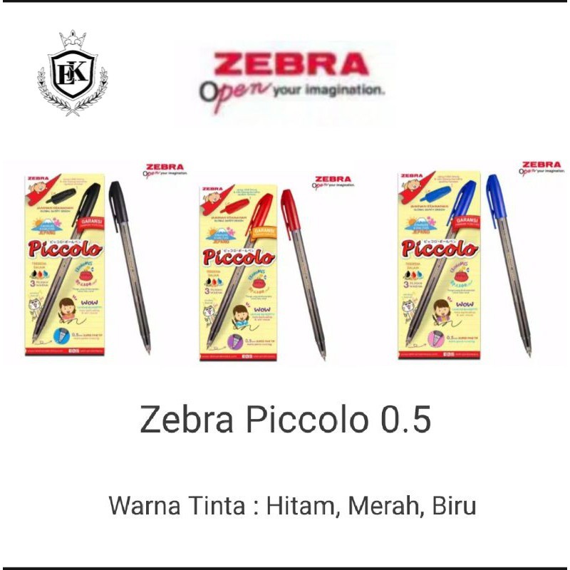 

Bulpen Zebra Piccolo 0.5 warna Hitam Biru Merah (Ek_Official_store)