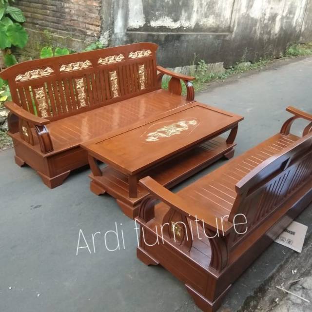 Kursi tamu kayu jati  ukir jepara meja kursi tamu