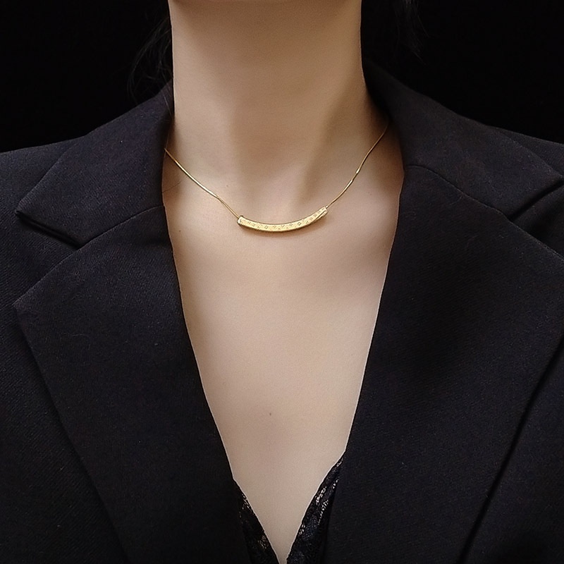 Kalung Titanium Anti Karat Emas 18k simple Senyum korea Aksesoris Wanita