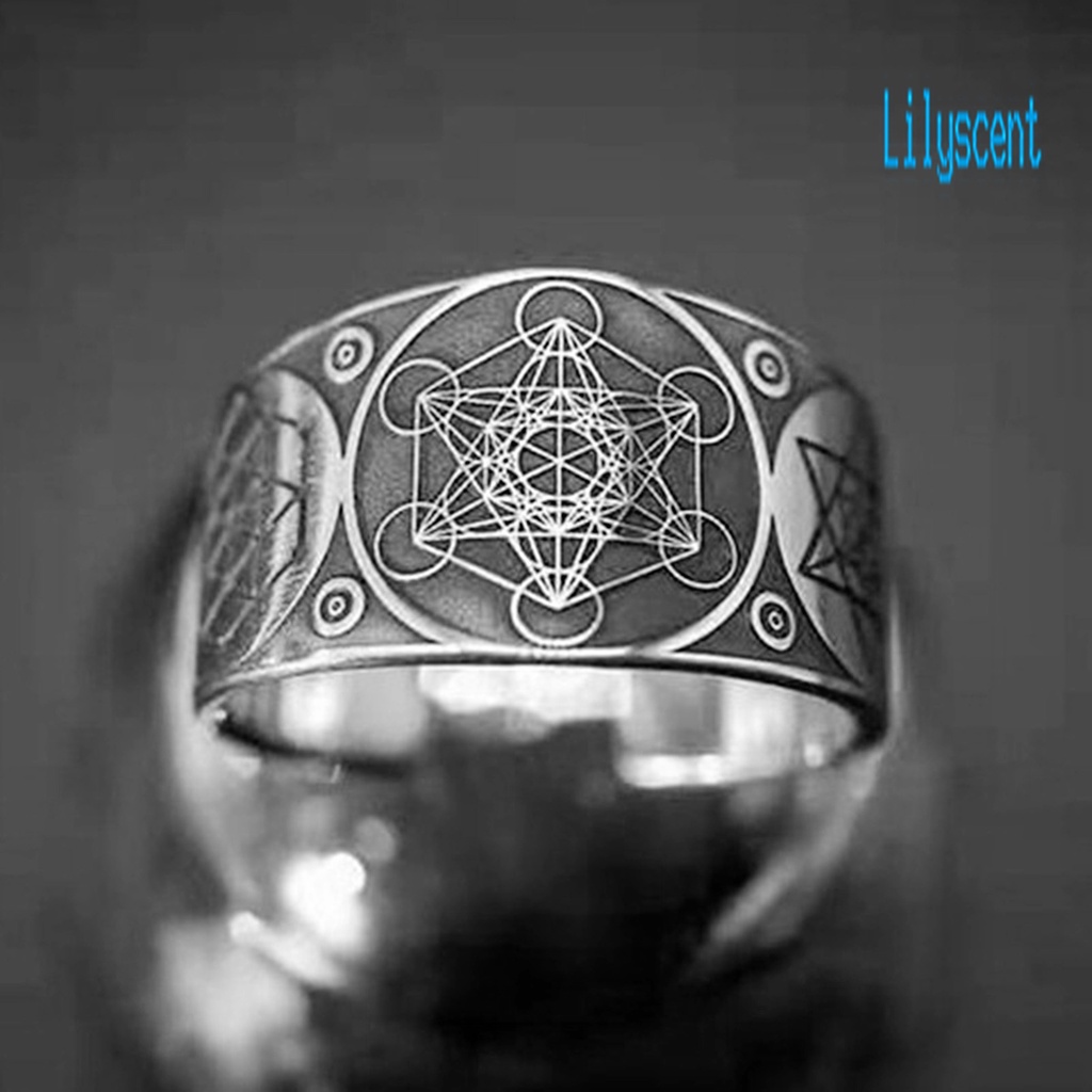 Cincin Model Terbuka Bahan Alloy Desain Hexagram Gaya Vintagepunk Adjustable Untuk Priawanita