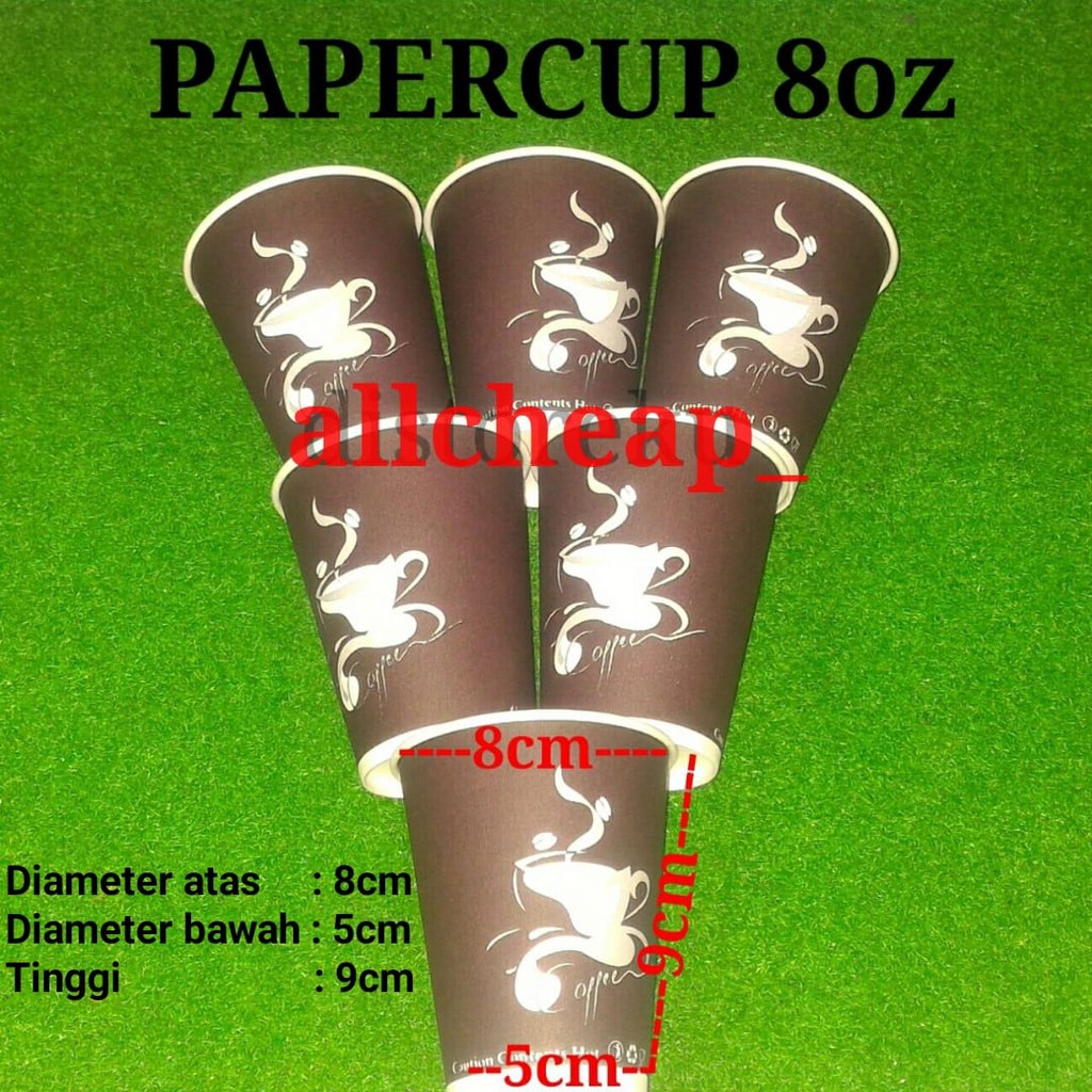 ISI 50pcs Gelas Kertas Foam Paper Cup 8oz Motif Hot Coffe Kopi Teh Panas