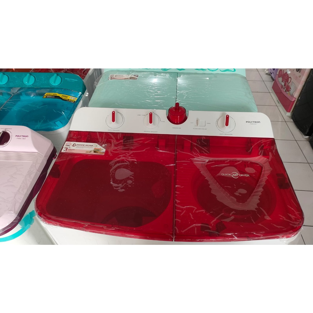 NEW MESIN CUCI 2 TABUNG POLYTRON 8KG PWM8081 PWM 8081
