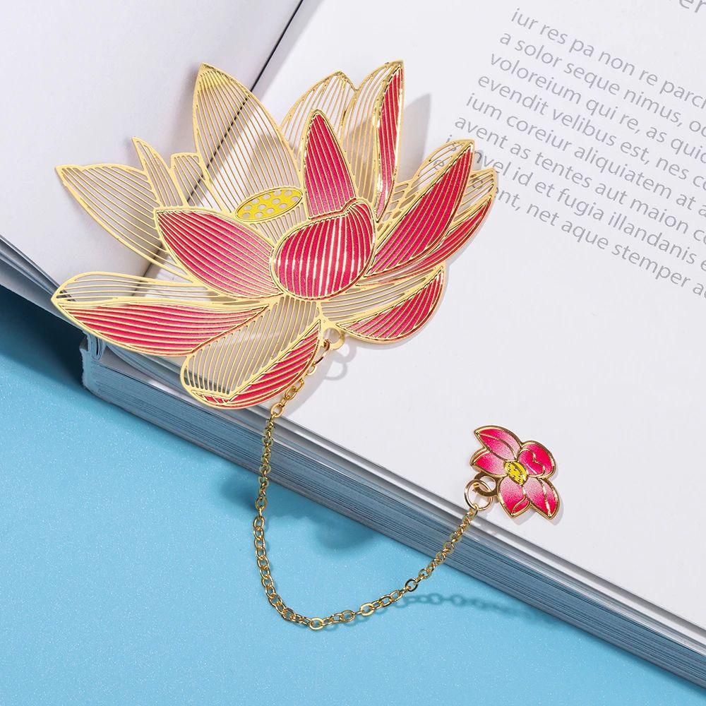 Bookmark Daun Agustina Hadiah Kreatif Klip Halaman Bunga Lotus Bunga Mawar Aprikot Daun Gaya Cina Berongga Bookmark