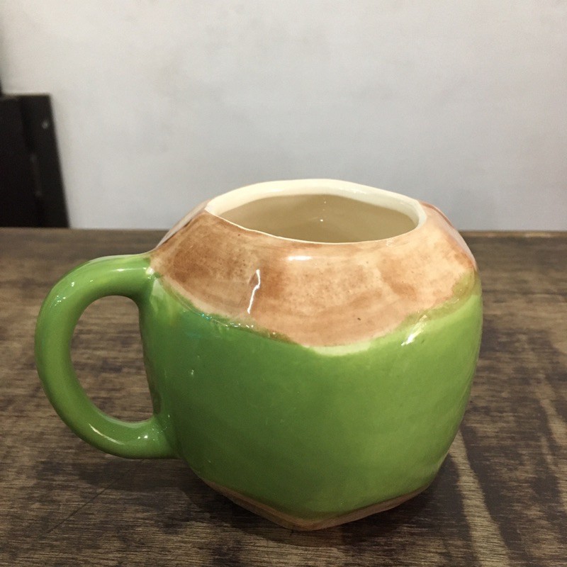 Mug Cangkir Coconut White Line Gelas Cangkir Keramik