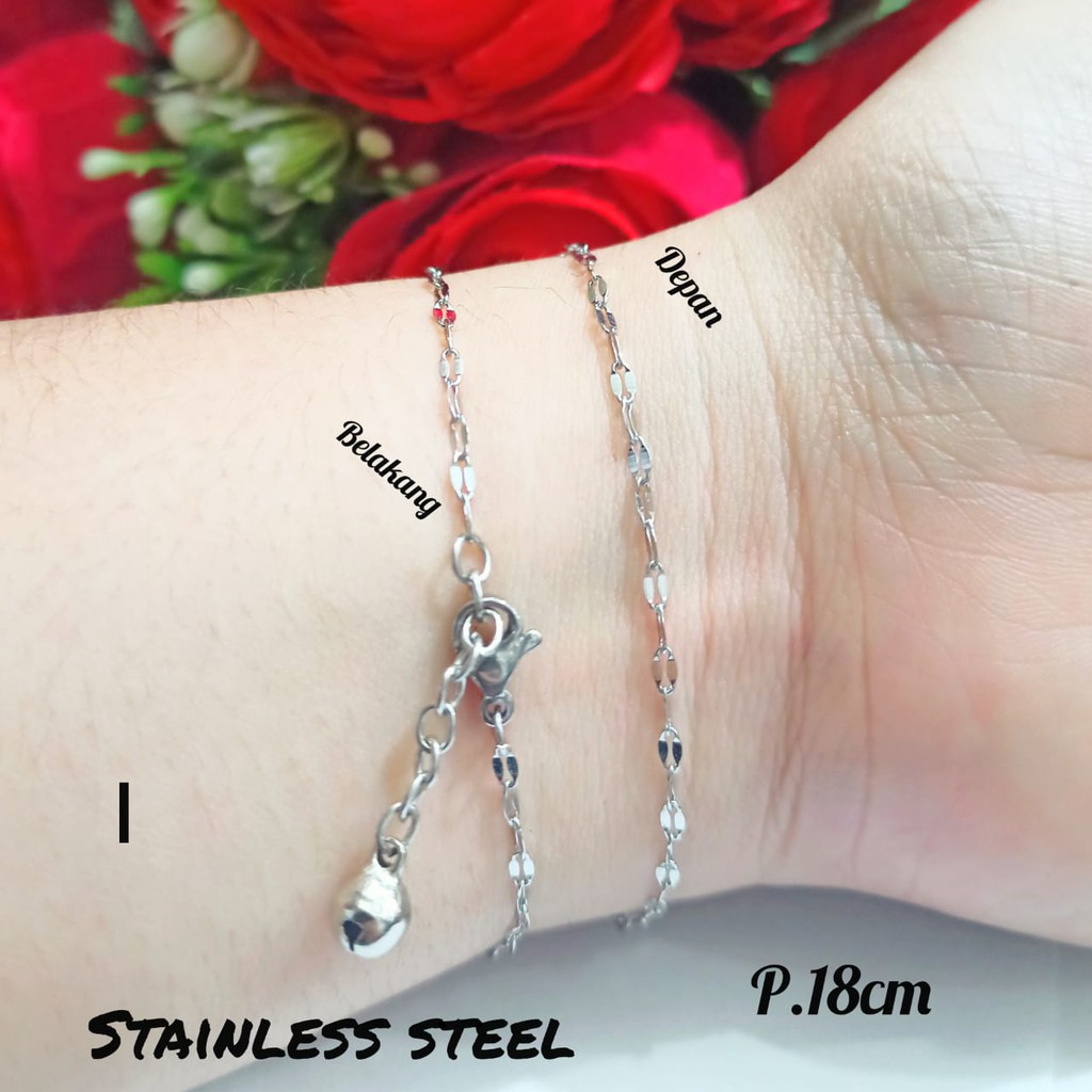 GELANG RANTAI TITANIUM SIMPLE REMAJA DEWASA GOLD&amp;SILVER PERHIASAN WANITA TIDAK KARAT | COD