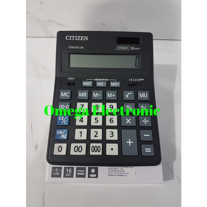 

Original Citizen Calculator Cdb1601 - Kalkulator Meja Office 16 Digits