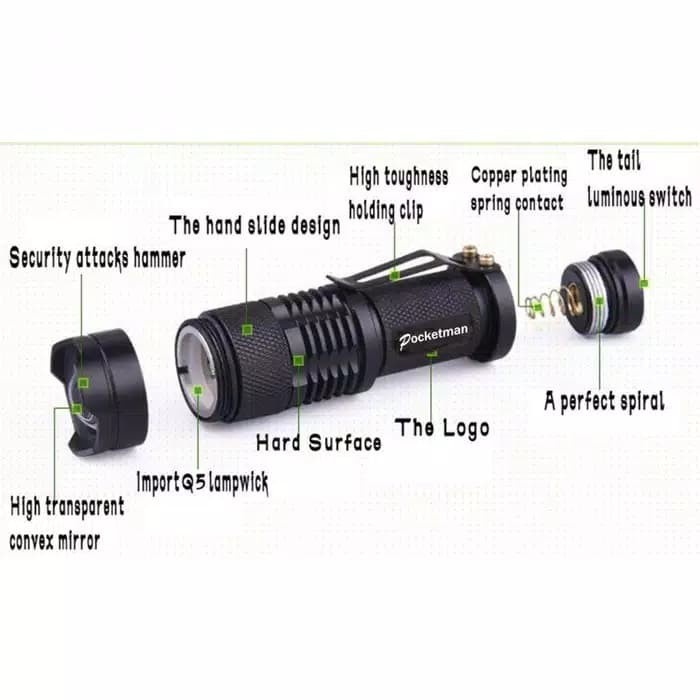 Senter Police Pocketman Senter LED Flashlight 2000 Lumens Waterproof 02