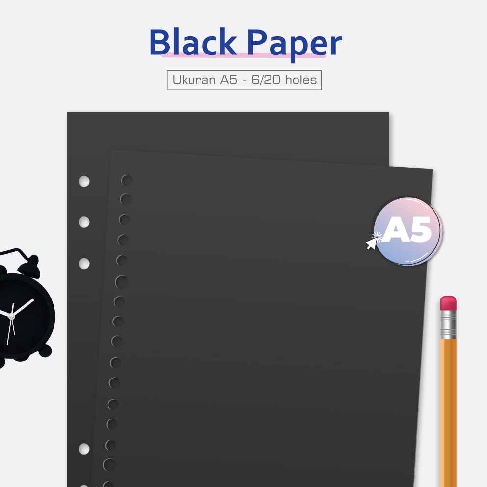 

bukuqu Loose leaf Hitam A5 80/210 gsm - Kertas file Black paper - Kertas Hitam