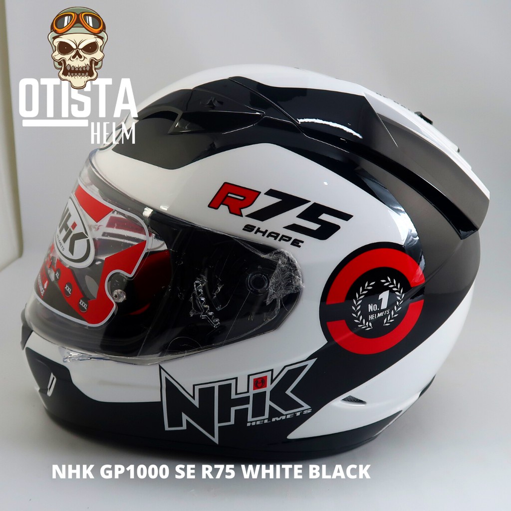HELM FULLFACE NHK GP1000 CORAK R75 WHITE BLACK DOUBLE VISOR