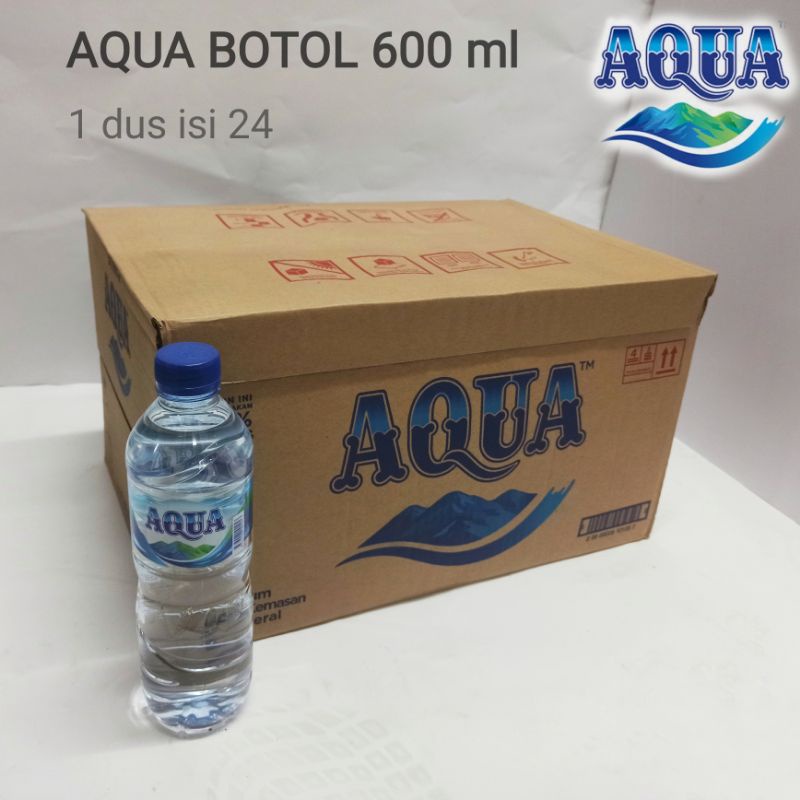 Aqua botol 600ml 1 dus isi 24 khusus gosend