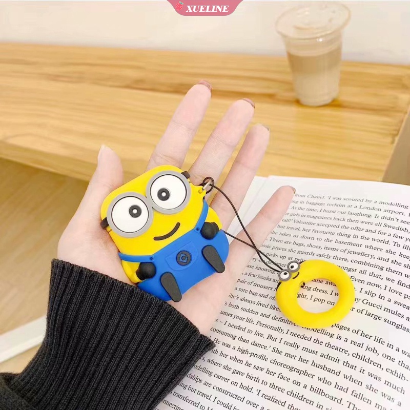 Cover Pelindung Headphone Bluetooth Bahan Silikon Motif Kartun Minions Untuk AirPods 1 2 3 pro