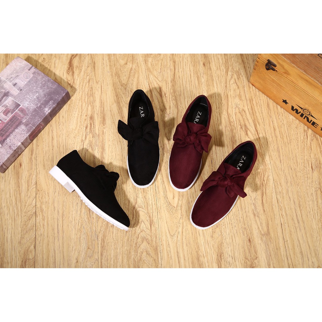 Sepatu wanita ZARA Bow Loafer Shoes Jh9122